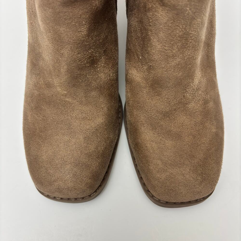 Dolce Vita Rupart Wedge Square Toe Ankle Bootie Truffle Tan Suede Women's Size 7 - Picture 2 of 10